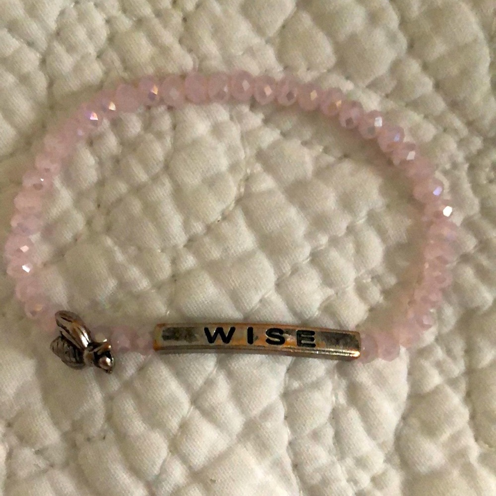 Cute pink Be Wise crystal bracelet ( stretchy)
